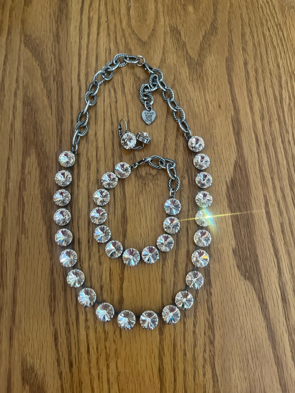 Sabika inspired Gold Crystal Round-Link Necklace, Bracelet, and Earring set
